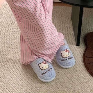 XIXITIAO Dép Cotton Da Báo In Mèo Con Nữ Độc Đáo Đế Mềm Sinh Viên Nhà Mùa Đông Ấm Áp