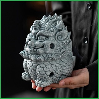 Lư Hương Xông Trầm, Đốt Nhang Trầm Bằng Đá Sa Thạch Tạo Hình Kỳ Lân