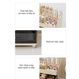 Kệ Đựng Mỹ Phẩm Bàn Trang Điểm Buna– Nhiều Ngăn, Có Hộc Kéo, Nhựa ABS+PET