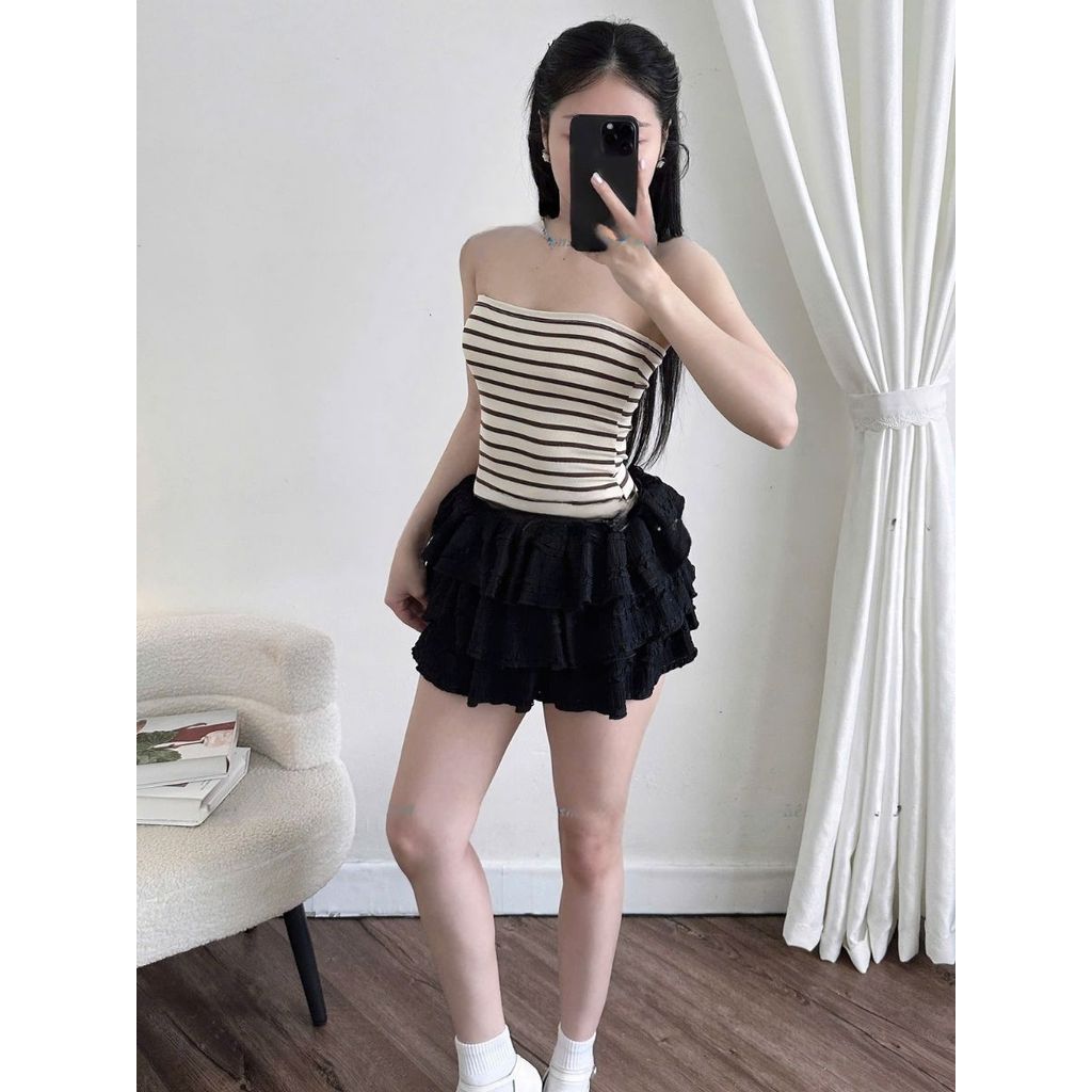 Áo Ống Sọc Ngang Form Ôm Body Nữ, Thiết Kế Basic Trẻ Trung Vải Cotton Co Giãn Thoáng Mát_A723