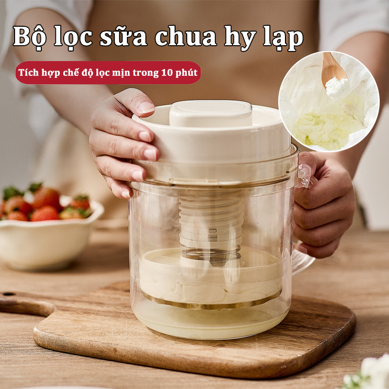 Bộ lọc sữa chua hy lạp, tích hợp chế độ lọc mịn trong 10 phút, dung tích lớn, tháo rời dễ vệ sinh, tặng kèm túi lọc
