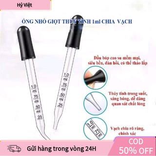 【Hỷ】Ống Nhỏ Giọt Thủy Tinh Có Bóp Cao Su 1ml – Hút Tinh Dầu, Hóa Chất, Dược Phẩm