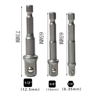 【Hỷ】Bộ Đầu Chuyển Bulong 1/4, 3/8, 1/2 Chân Lục Giác Sang Đầu Vuông, Dài 7cm, Dùng Cho Khoan Và Máy Bắn Vít