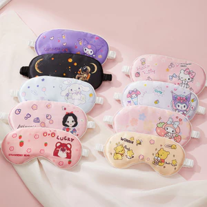 Trẻ Em Hai Mặt Mô Phỏng Lụa Kính Ngủ Bữa Trưa Bóng Hoạt Hình Kuromi Du Lịch Bảo Vệ Mắt Thoáng Khí Giảm Mệt Mỏi 6.29 O1FO