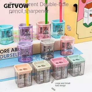 Máy mài bút chì GETVOW, Hình tam giác lỗ đôi Hình lục giác Hình vuông Bút chì Cạo râu, Đồ dùng văn phòng trường học Mini Màu sắc ngẫu nhiên Văn phòng phẩm Sinh viên