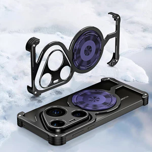 Vỏ Điện Thoại Hợp Kim Nhôm Giáp Cao Cấp Xoay Chân Đế Từ Tính Rỗng Ra Làm Mát Cho Huawei Pura 90 Pro Max Funda
