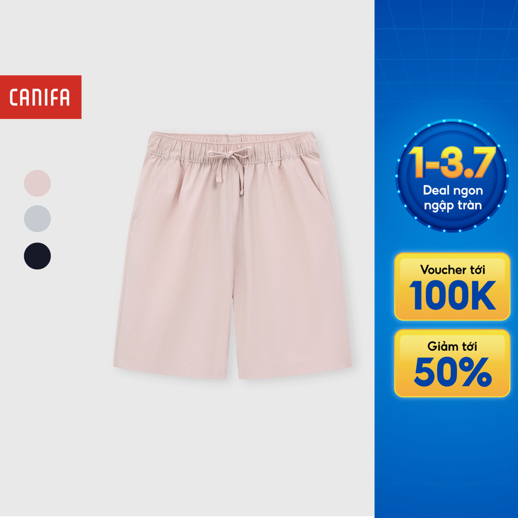 Quần short unisex trẻ em CANIFA chạp chun co giãn form suông 3BS26S001
