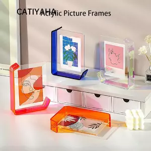 Khung ảnh CATIYAHA, Khung ảnh trong suốt hình chữ L, Hộp ảnh Acrylic 6 inch Trang trí nội thất