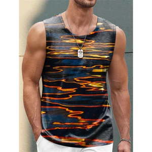Áo Tank Nam 3D Hawaii, Áo Vest Cổ Tròn Mùa Hè, Mềm Mại Thoáng Khí Cho Đi Biển Hàng Ngày