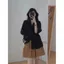 Mùa hè 2026 Plus Size Fat mm Bộ đồ hai mảnh đơn giản Áo ngắn phù hợp với eo cao Sling Đầm dáng ôm hơn