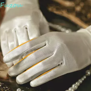 FUJIOU Đảng Găng Tay Trang Trọng Thiết Kế Thời Trang Tính Khí Găng Tay Cô Dâu Satin Đầm Dạ Hội Găng Tay Trang Phục Hàn Quốc Phụ Kiện Tay Ấm Hơn