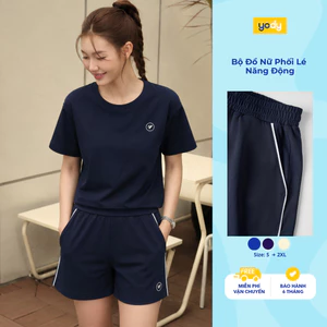 Bộ đồ thun nữ YODY set áo thun quần lưng chun phối viền năng động, vải cotton thoáng mát WCST26S023