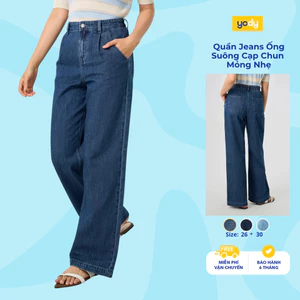 Quần Jeans nữ YODY Cạp chun co giãn, ống rộng thoải mái TRA - WCJE25S052