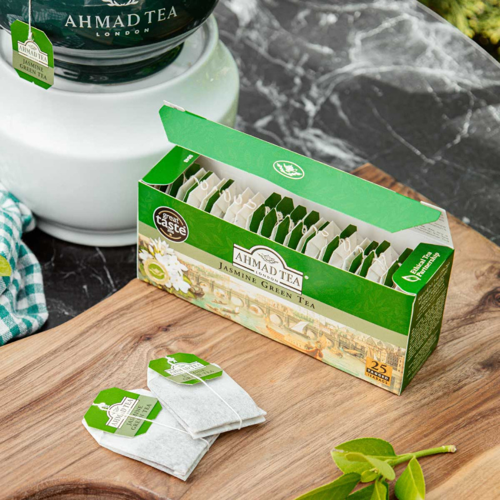 Trà Xanh Nhài Ahmad Jasmine Green Tea Hộp 50g (25 túi lọc trần), Thơm Đậm Vị Nhài