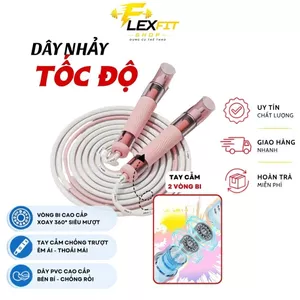 FlexFitShop Dây nhảy thể dục cho người lớn trẻ em tay cầm nhiều màu 2 vòng bi có thể tăng giảm không bị xoắn dây DC004