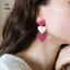Mặt dây chuyền hình trái tim dài lớn màu hồng thả lủng lẳng Bông tai nữ thời trang Bông tai dài dành cho nữ Acrylic Trang sức Hàn Quốc [Mina]