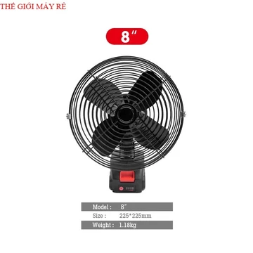 Quạt Pin Tích Điện MAKITA, Quạt Chạy Pin Tích Điện 8 Inch Để Bàn , Làm Mát Cực Nhanh, (quạt đen ), THẾ GIỚI MÁY RẺ