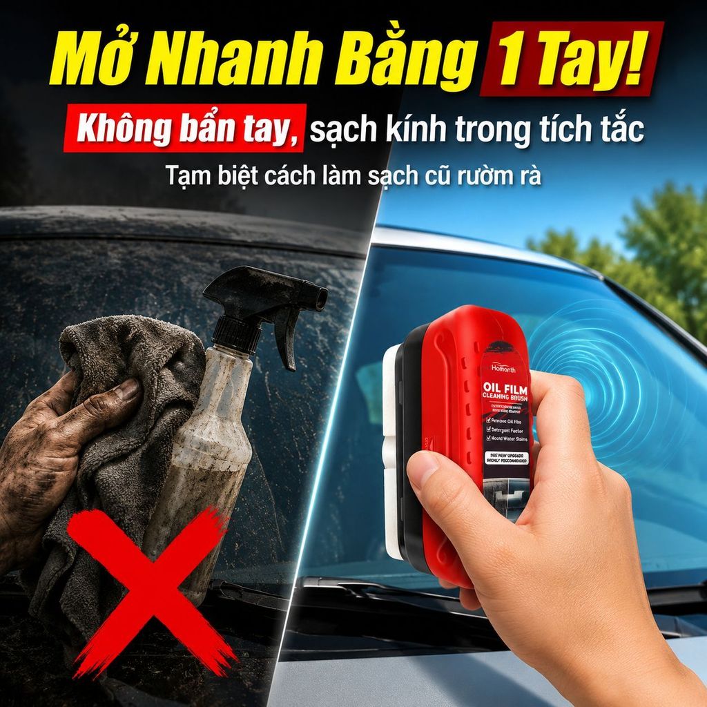 🔥Giá sốc🔥Dung dịch vệ sinh kính ô tô mạnh mẽ, bàn chải rửa kính nội thất, chất tẩy dầu mỡ, chất tẩy vết bẩn 120ml