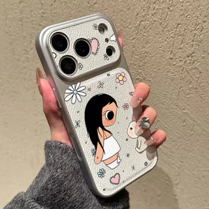 Ốp lưng iPhone Họa tiết da mạ phong cách Bunny girl iPhone 18 17 16 15 14 13 12 11 Pro Max Plus Max