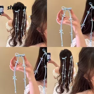 Kẹp Tóc Nơ SHUPUN, Kẹp Tóc Tua Rua Dài Phong Cách Ngọt Ngào, Phụ Kiện Tóc Thanh Lịch Kẹp Tóc Bên Ba Lê Bé Gái