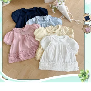 Áo Babydoll Cổ Sen Tay Bồng Viền Bèo Xếp Ly Ngắn Tay Dễ Thương - - Hieuvy Botique
