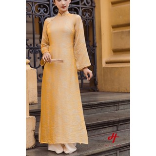 Áo dài gấm lụa cao cấp Hoài Thị, thiết kế thanh tao, màu sắc nhã nhặn, đính kết thủ công sang trọng