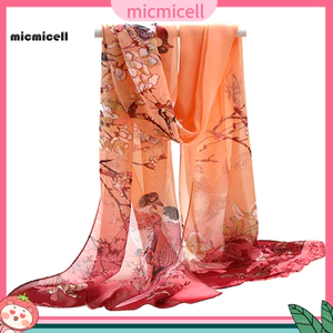 MIC _ Fashion Nữ Dài Voan Trộm Hoa Xước In Hình Mềm Chống Nắng Khăn