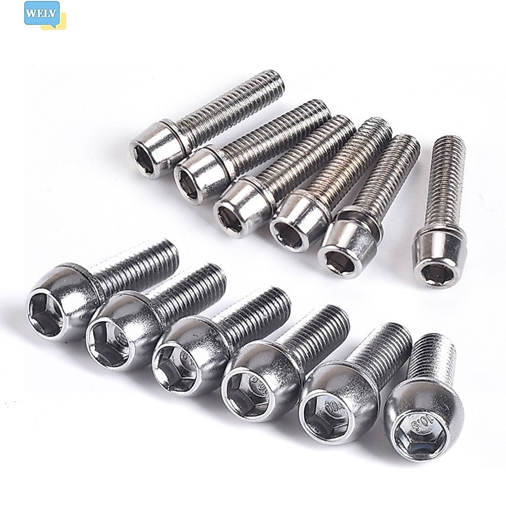 [Welv] 6 Cái / hộp Bu Lông Thân Vít M5 / M6 Bộ Phận Xe Đạp Đường Bộ Thép Độ Chính Xác Cao