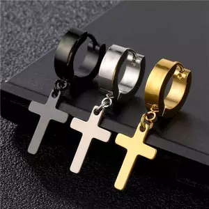 1Pc Unisex Thép Không Gỉ Punk Người Kẹp Trên Bông Tai Hình Học Tam Giác Ngôi Sao Mặt Dây Chuyền Tòn Ten Bông Tai Nữ Gothic Trang Sức EMKK