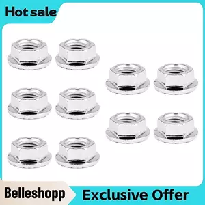 Belleshopp Belleshopp Hex Flange Nut 10 CÁI Dây buộc hạt lục giác có ren mịn có miếng đệm