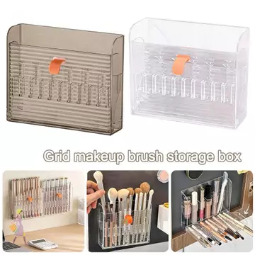 Hộp đựng son môi INNICE, Hộp đựng son môi treo tường trong suốt có thể gập lại, Hộp đựng mỹ phẩm hình chữ nhật nhiều lưới đa ngăn