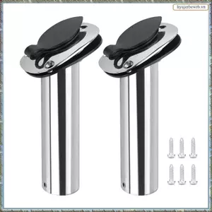 2 Miếng Giá đỡ cần câu bằng thép không gỉ Marine 15 độ có nắp PVC, ống bên trong và máy giặt