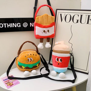 Sáng Tạo Ngộ nghĩnh Dễ Thương Burger Khoai Tây Chiên Pháp Túi Cola Vai Túi Mềm Mại Dễ Thương Cô Gái Sang Trọng Túi Xách 7.6 HFCV