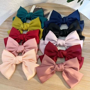 Ins Màu Trơn Satin Voan Nơ Lớn Mùa Xuân Kẹp Hợp Thời Trang Mũ Đội Đầu Nữ Kẹp Bên Phụ Kiện Tóc ONX6
