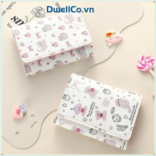 Ví ngắn DWELLCO, Ví đựng tiền xu Kitty bằng da PU, Túi đựng tiền hoạt hình Kawaii Bowknot dành cho nữ Cô gái