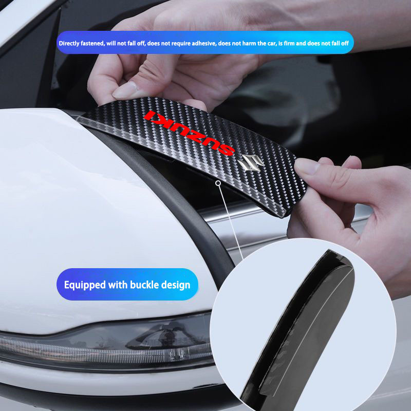 Suzuki Sợi Carbon Gương Chiếu Hậu Mưa Lông Mày Hiệu Quả Cao Chống Mưa Và Chống Thấm Nước Kính Chắn Nắng Trang Trí Xe Hơi Phụ Kiện Cho Swift Vitara Jimny SX4 APV Phụ Kiện