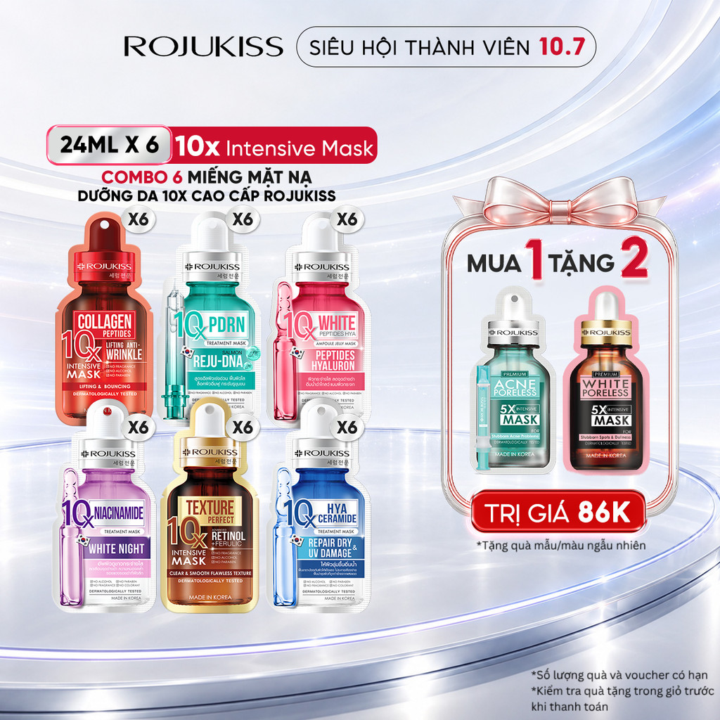 Combo 6 Miếng Mặt Nạ Dưỡng Da ROJUKISS 10X Intensive Mask 24ml