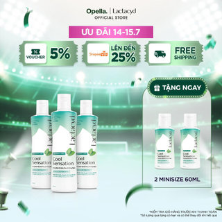 Bộ 3 DDVS Phụ Nữ Lactacyd Cool Sensation 250ml Mát Lạnh & Sạch Thoáng Dài Lâu