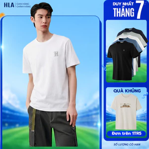 Áo Thun Nam Tay Ngắn HLA Basic Trơn – Logo Thêu Nổi, Thoáng Mát Giữ Form