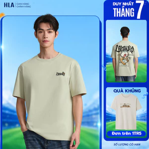 Áo Thun Nam HLA In Hình Họa Tiết Trẻ Trung, Form Rộng Thoải Mái, Thấm Hút Tốt, Dễ Mặc
