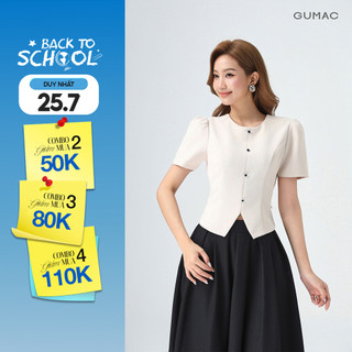 Áo Kiểu Nữ GUMAC Áo Kiểu Công Sở Dáng Lửng Lai Xẻ V Đính Nút Tôn Dáng Sang Trọng Vải Chéo Ý LAG0414