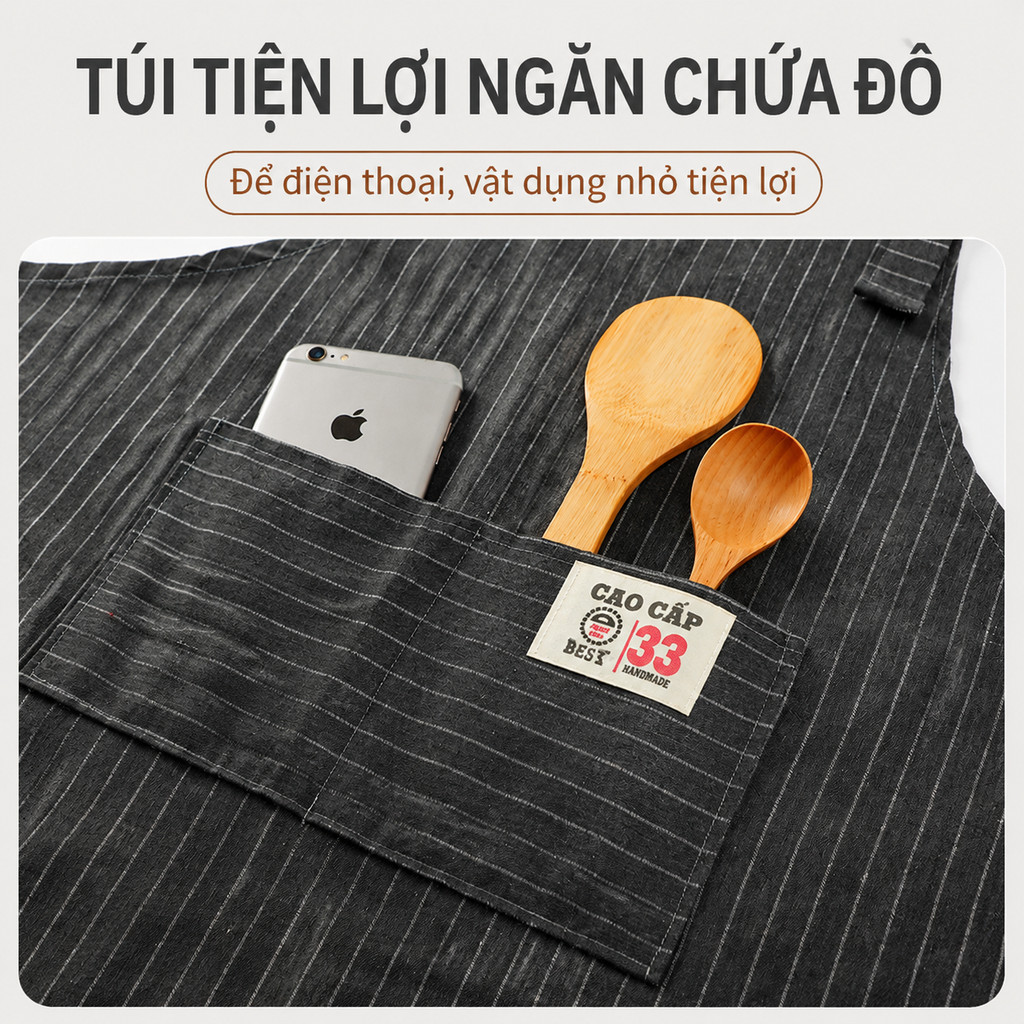 Tạp dề cotton nguyên chất mới 2026, nhẹ thoáng khí, unisex, có băng thắt lưng chống dầu, dùng nấu ăn và làm bếp | BigBuy360 - bigbuy360.vn