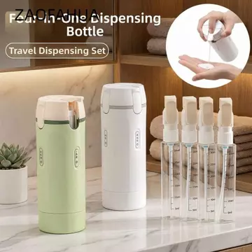 Chai đựng đồ du lịch 4 trong 1 ZAOFAHUA, Chai đựng đồ vệ sinh du lịch có thể nạp lại không chứa BPA, Di động có nhãn dán quy mô & nhãn Chai bơm chống rò rỉ Vòi hoa sen & Du lịch