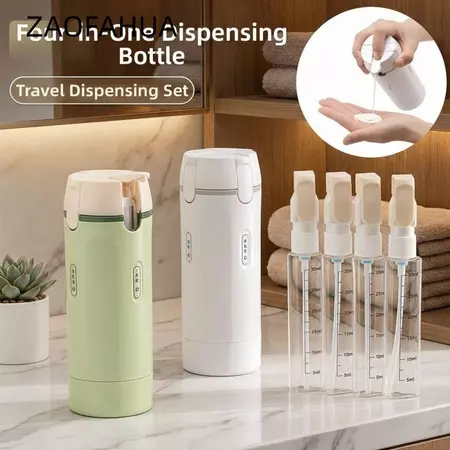 Chai đựng đồ du lịch 4 trong 1 ZAOFAHUA, Chai đựng đồ vệ sinh du lịch có thể nạp lại không chứa BPA, Di động có nhãn dán quy mô & nhãn Chai bơm chống rò rỉ Vòi hoa sen & Du lịch