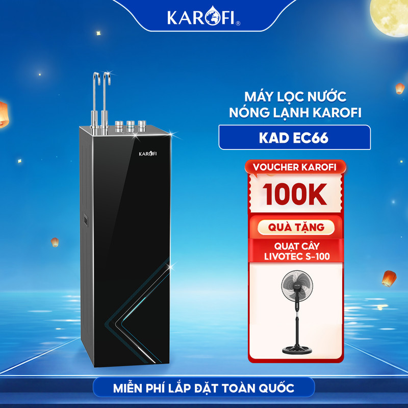 [TẶNG QUẠT CÂY] [ĐỘC QUYỀN ONLINE] Máy lọc nước Nóng Lạnh Karofi KAD-EC66 - 12 lõi Smax, GIÀU HYDRO-ION KIỀM KHOÁNG