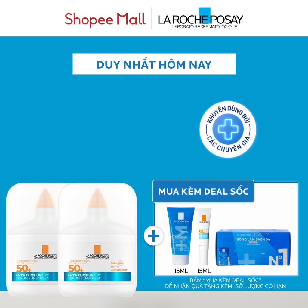 Bộ đôi chống nắng dạng serum siêu mỏng nhẹ La Roche-Posay ANTHELIOS UVAIR SPF50+ 50ml