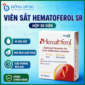 Sắt Hữu Cơ Cho Bà Bầu MedEq Hematoferol Giúp Giảm Nguy Cơ Thiếu Máu Do Thiếu Sắt 30 Viên/Hộp