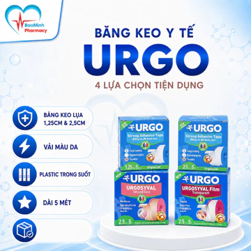 Băng keo cuộn y tế Urgosyval (Lụa, vải, trong suốt) dùng cố định băng gạc, thiết bị y tế, catheter, dễ xé