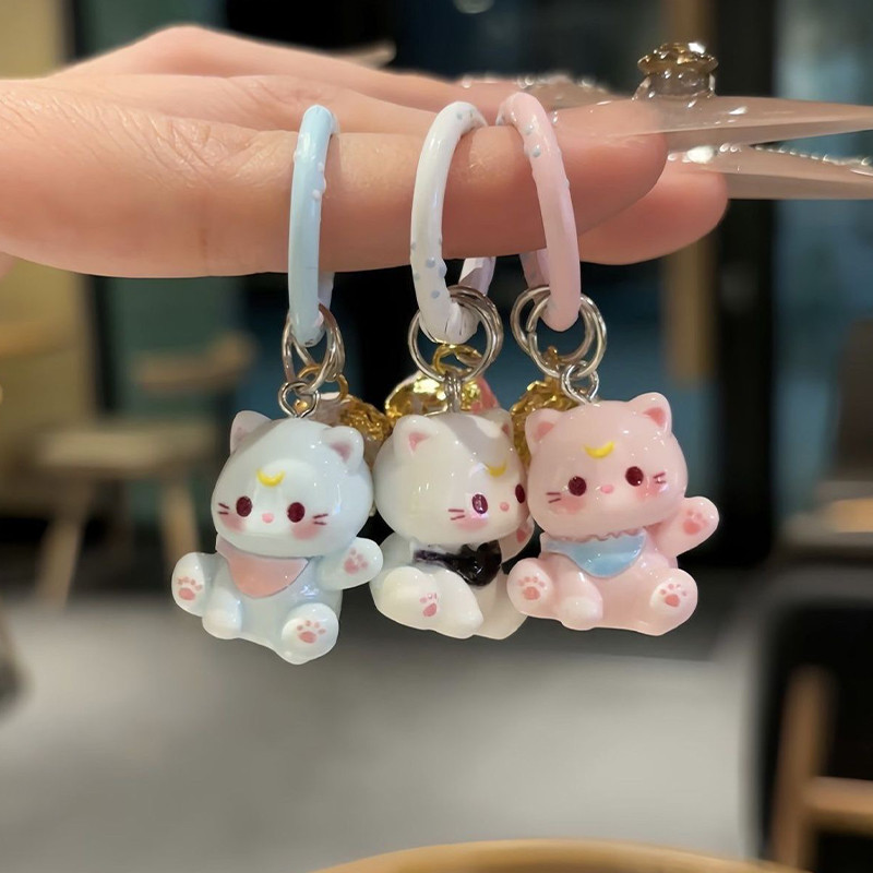 ✨✨Nói Xin Chào Mèo Con Sang Trọng Bóng Hạt Mặt Dây Chuyền Cô Gái Ngọt Ngào Trái Tim Dây Chuyền Điện Thoại Hoạt Hình Mặt Dây Chuyền Dễ Thương
