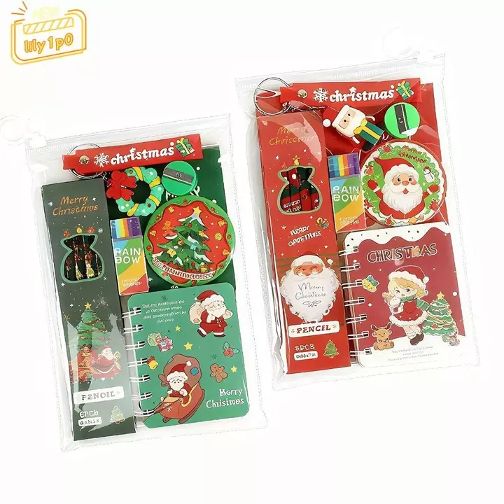 Bộ văn phòng phẩm Giáng sinh LILY1P0, Bộ đồ giấy viết văn phòng phẩm theo chủ đề Giáng sinh, Đồ dùng học tập bền bỉ Hộp quà tặng văn phòng phẩm Văn phòng học